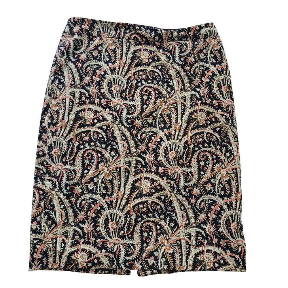 J. Crew Size 0 No. 2 Pencil Skirt Paisley Black White‎ Bronze Knee-Length